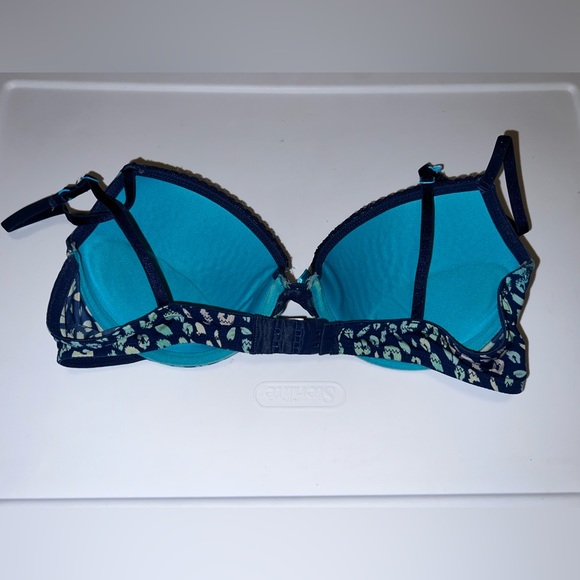 Size 36b blue and green animal print cheetah leopard push up bra - Picture 3 of 5